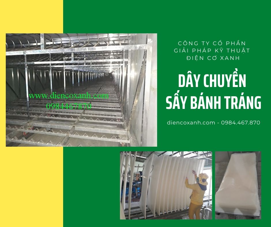 Dây chuyền sấy bánh tráng gạo hiệu quả và hiện đại - Điện Cơ Xanh
